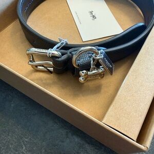 Coach Black Leather Dog Collar with Silver Hardware (Large)